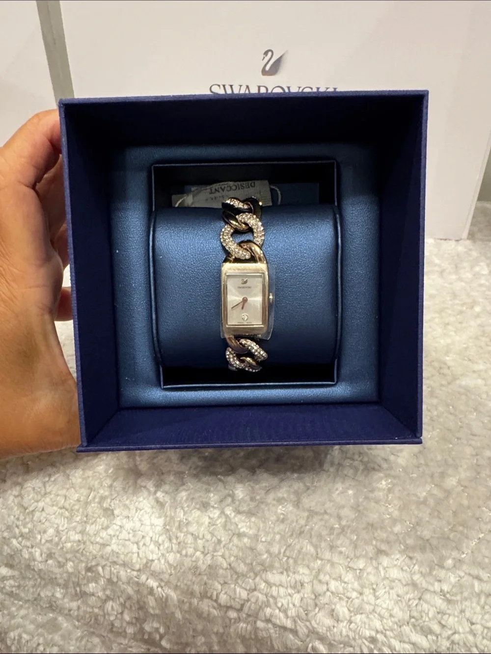 Swarovski Rose Gold Crystal Chain-Link Bracelet Watch